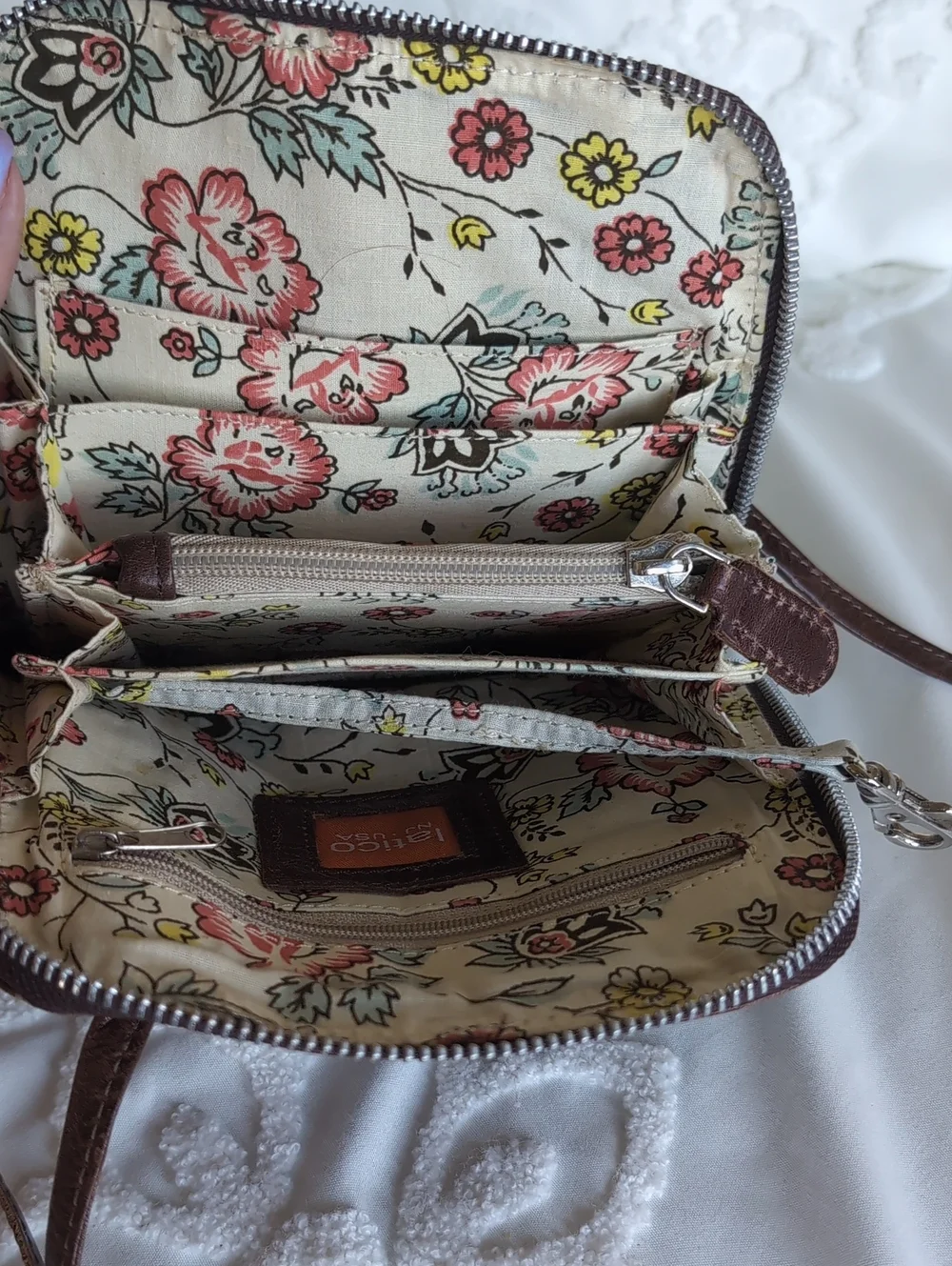 Latico Rustic Butter Soft Marbled Chocolate Leather Organizer/ Wallet Crossbody